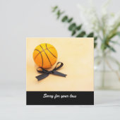 Basketbal condoleert u met uw verlies met zwarte l kaart (Staand voorkant)