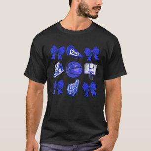 Basketbal Coquette Blauw Cheer Mom Spel Dag Vrouwe T-shirt