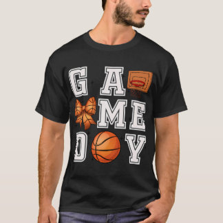 Basketbal Coquette Bow Schattige Speeldag Cheer Mo T-shirt