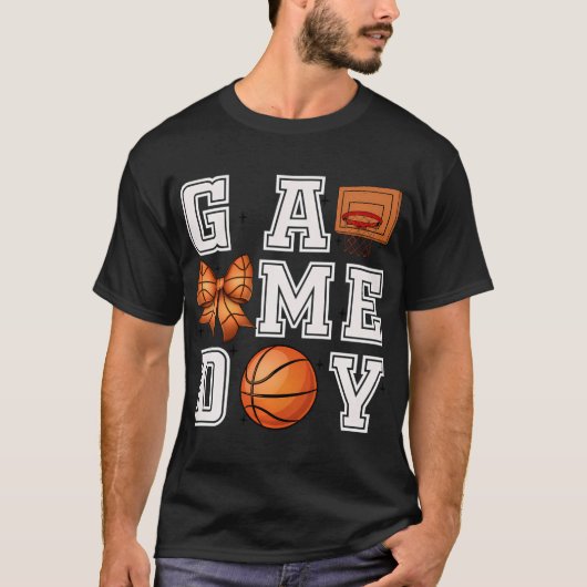 Basketbal Coquette Bow Schattige Speeldag Cheer Mo T-shirt (Voorkant)