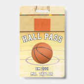 Basketbal Court Coach Leraar Student Hall Pass Badge (Voorzijde)