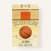 Basketbal Court Coach Leraar Student Hall Pass Badge (Voorkant)