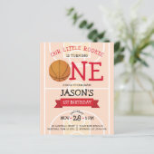 Basketbal Court Ribbon Budget 1e verjaardag Uitnod (Staand voorkant)