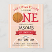 Basketbal Court Ribbon Budget 1e verjaardag Uitnod (Voorkant)