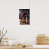 Basketbal Crossover Dribbel – Dynamische Indoor Sp Poster (Keuken)