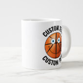 Basketbal Custom Happy Face & gepersonaliseerde te Grote Koffiekop (Voorkant rechts)