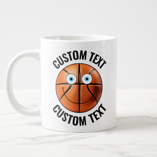 Basketbal Custom Happy Face & gepersonaliseerde te Grote Koffiekop (Links)