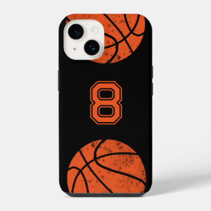 Basketbal Custom Shirt Nummer Zwart iPhone 14 Hoesje