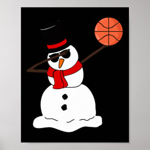Basketbal Dabbing Sneeuwman Licht Kerstmis Basketb Poster