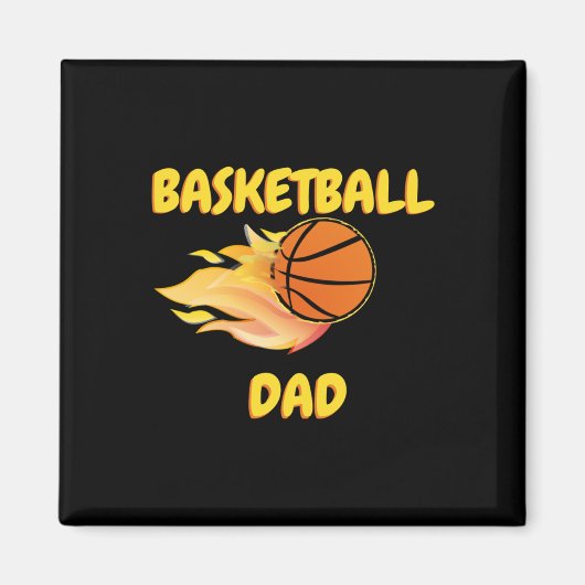 Basketbal Dad Fiery Basketbal Gift Design Magneet (Voorkant)