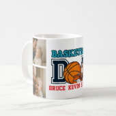 Basketbal Dad Fotocollage Mok – Gepersonaliseerd (Voorkant links)
