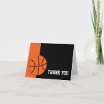 Basketbal dank je bedankkaart<br><div class="desc">Modern zwart en oranje basketbal bedankje.</div>