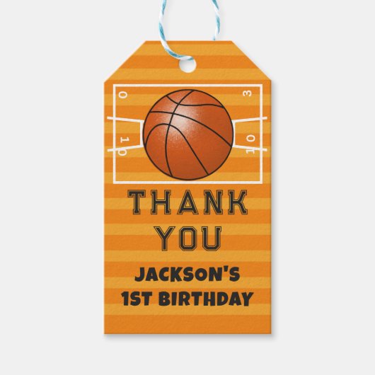 Basketbal Dank u Verjaardag Cadeaulabel (Voorkant)