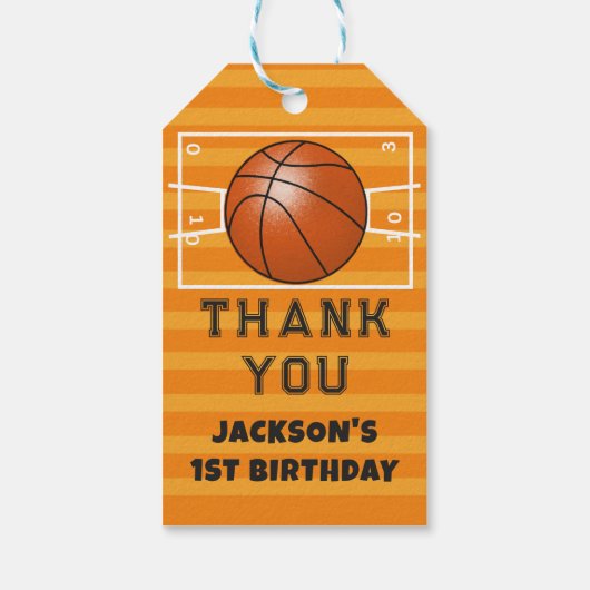 Basketbal Dank u Verjaardag Cadeaulabel (Achterkant)