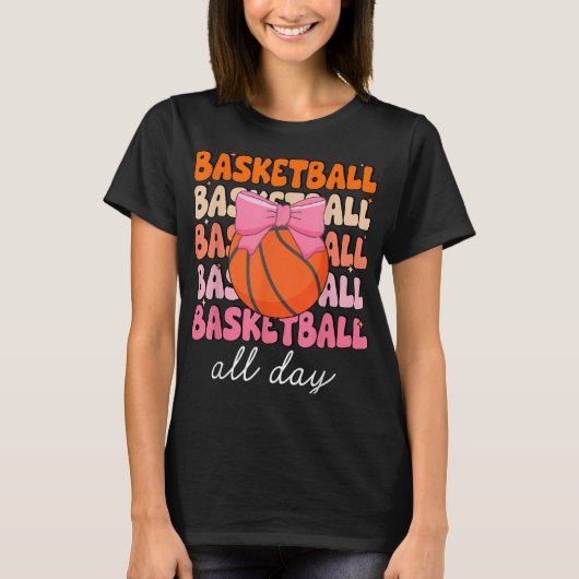 Basketbal de hele dag leuk sportontwerp voor liefh t-shirt (Voorkant)