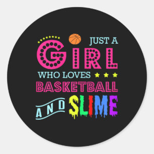 Basketbal Design - Meisje dat houdt van basketbal Ronde Sticker