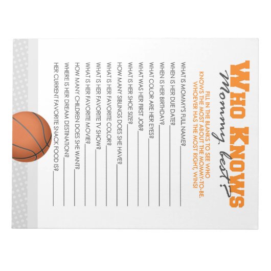 Basketbal die mama kent beste Baby spel pakket Notitieblok (Voorkant)