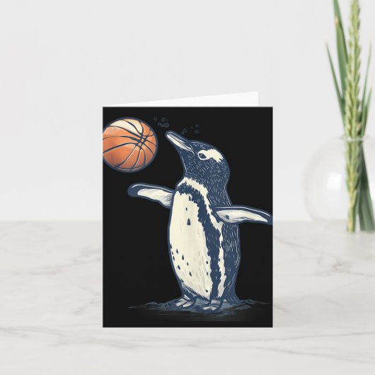 Basketbal Dier Kunst Pinguïn Basketbal Liefhebber  Kaart (Voorkant)