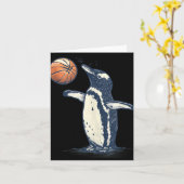 Basketbal Dier Kunst Pinguïn Basketbal Liefhebber  Kaart (Gele Bloem)