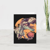 Basketbal Dino T-rex Portrait Ball Player Basket Kaart (Voorkant)
