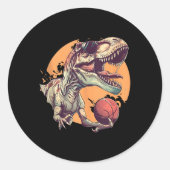 Basketbal Dino T-rex Portrait Ball Player Basket Ronde Sticker (Voorkant)