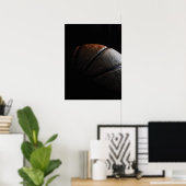 Basketbal Donker Gestructureerde Minimalistische F Poster (Thuiskantoor)