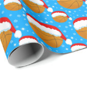 Basketbal dragen Santa's Pet & Snowflakes Blauw Cadeaupapier (Rol Hoek)