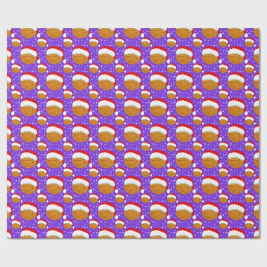 Basketbal dragen Santa's Pet & Snowflakes Paarse Cadeaupapier (Vlak)