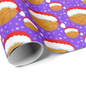 Basketbal dragen Santa's Pet & Snowflakes Paarse Cadeaupapier (Rol Hoek)