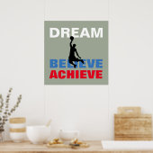 Basketbal Dream Believe Bereiken Inspirerend Poster (Keuken)