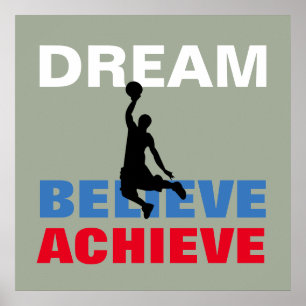 Basketbal Dream Believe Bereiken Inspirerend Poster