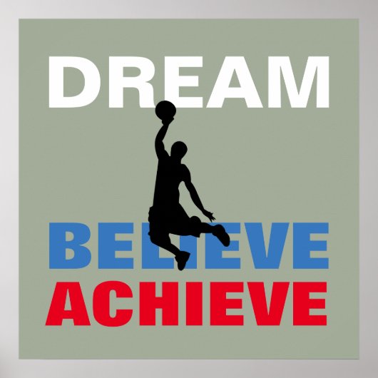 Basketbal Dream Believe Bereiken Inspirerend Poster (Voorkant)
