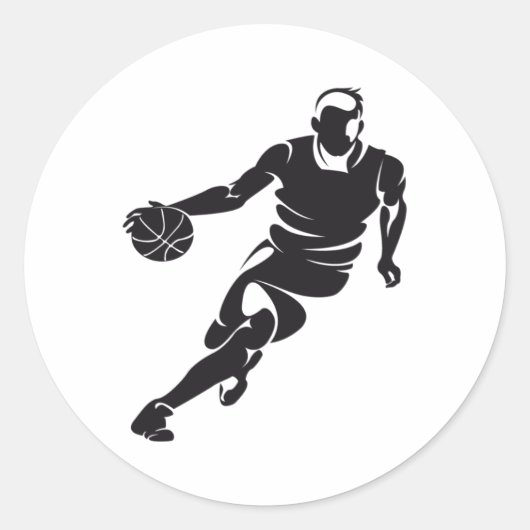 Basketbal dribbelen ronde sticker (Voorkant)