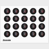 Basketbal Drip Amerikaanse Vlag 4 juli Ronde Sticker (Vel)