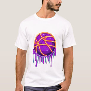 Basketbal Drip Neon Basketbal Grafische Vormgeving T-shirt