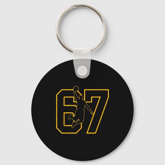 Basketbal Drip Nummer 67 Basketballer Sleutelhanger (Voorkant)