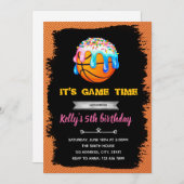 Basketbal Drip Verjaardag Uitnodiging (Voorkant / Achterkant)