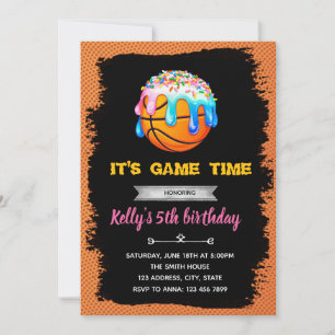 Basketbal Drip Verjaardag Uitnodiging