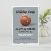  Basketbal Dubbele Verjaardag Party Sport Kaart (Staand voorkant)