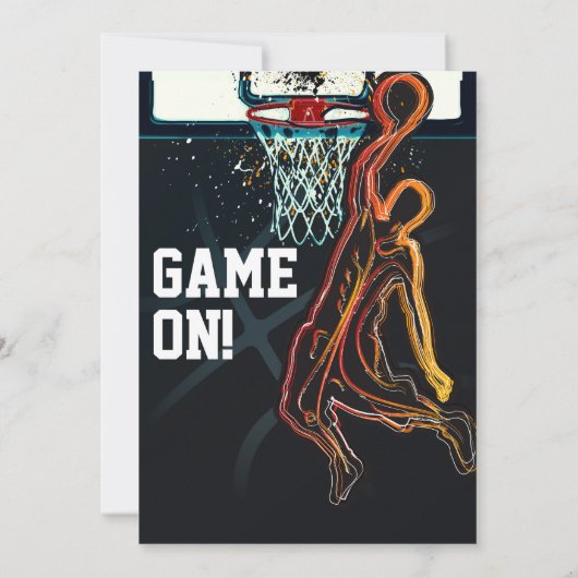 Basketbal Dunk Jump Shot Verjaardagsfeest Kaart (Achterkant)