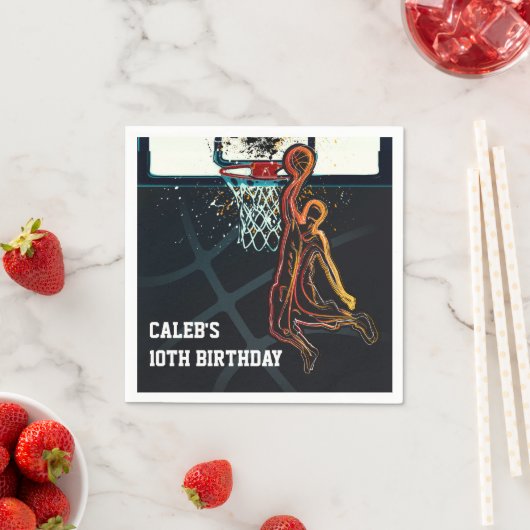 Basketbal Dunk Jump Shot Verjaardagsfeest Servet (Insitu)