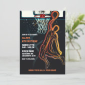 Basketbal Dunk Jump Shot Verjaardagsfeestje Kaart (Staand voorkant)