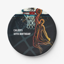 Basketbal Dunk Sprong Schot Verjaardagsfeestje Papieren Bordje