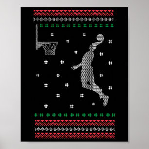 Basketbal Dunking Christmas Cool Sport Ugly X-mas Poster