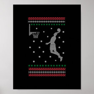 Basketbal Dunking Kerstmis Cool Sport Lelijk X-mas Poster