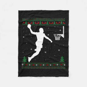 Basketbal Dunking Xmas Lelijke basketbalspeler Chr Fleece Deken