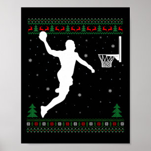 Basketbal Dunking Xmas Lelijke basketbalspeler Chr Poster