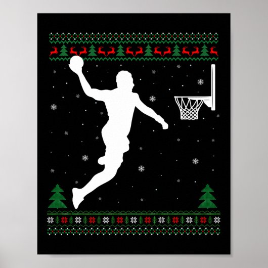Basketbal Dunking Xmas Lelijke basketbalspeler Chr Poster (Voorkant)