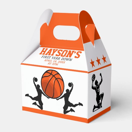 Basketbal eerste jaar down 1e verjaardag bedankdoosjes (Achterkant)