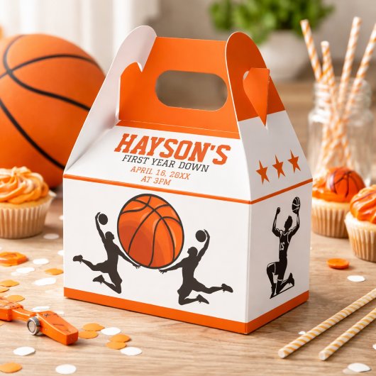 Basketbal Eerste Jaar Down 1e Verjaardag Bedankdoosjes